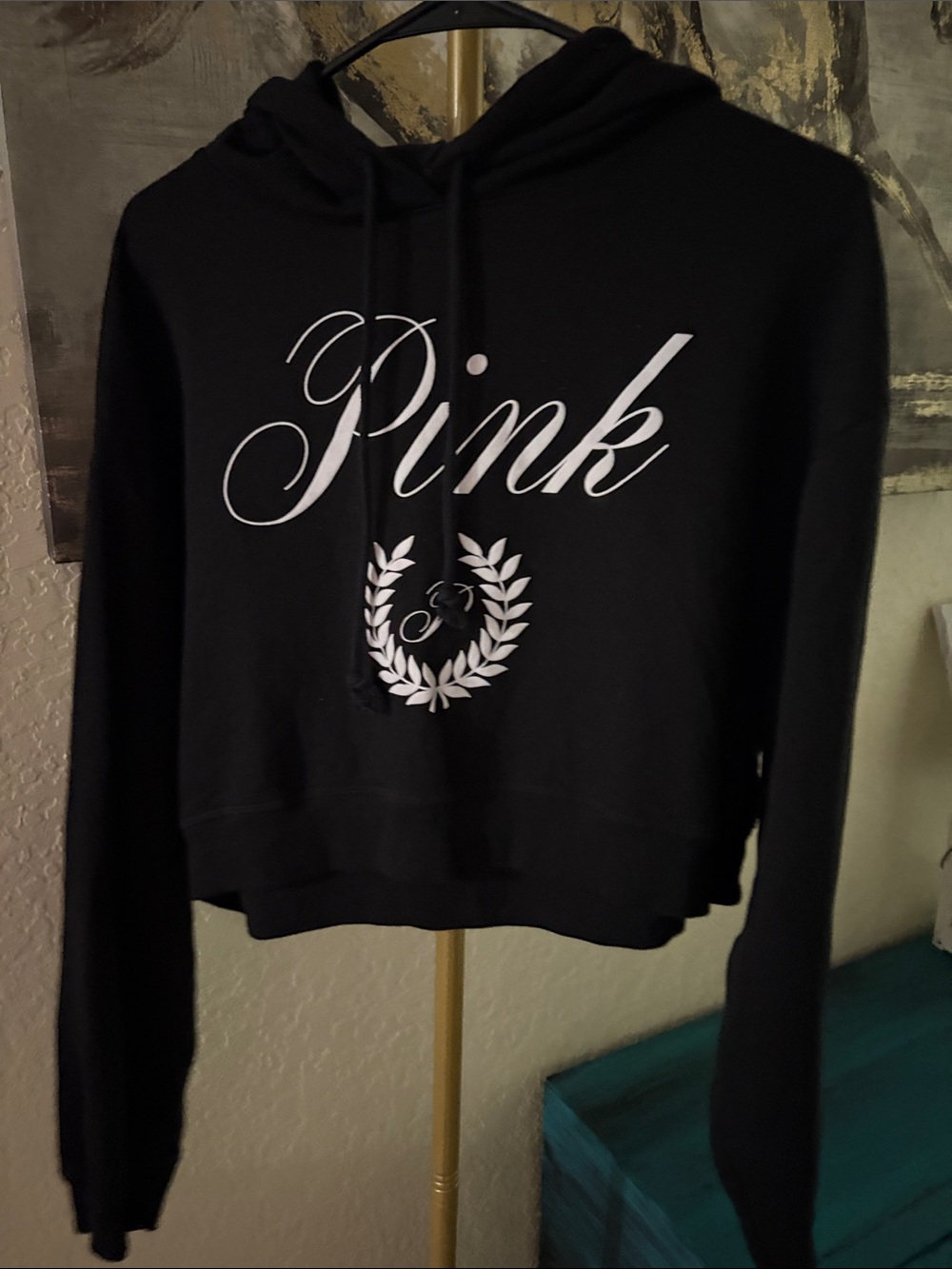 PINK Victoria's Secret Graphic Hoodie in Black